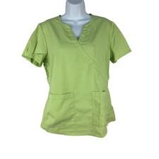 nRG By Barco Womens Green Wrap Scrub Top With Pockets Size M