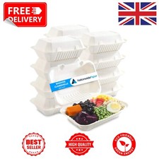 9"x6" Strong Biodegradable Bagasse Clamshell Food Containers Takeaway Lunch Box