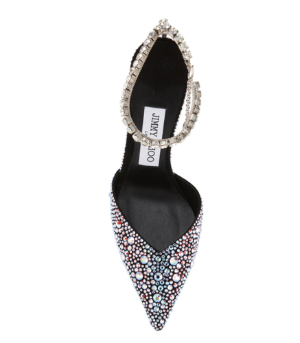 JIMMY CHOO  Saeda Crystal Ankle Strap Pointed Toe Pump, Multicolor  Size 6 $2095 - Picture 7 of 7