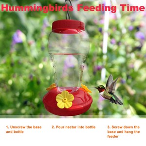 Hanging Water Hummingbird Feeder Wild Bird Nectar Plastic Outdoor