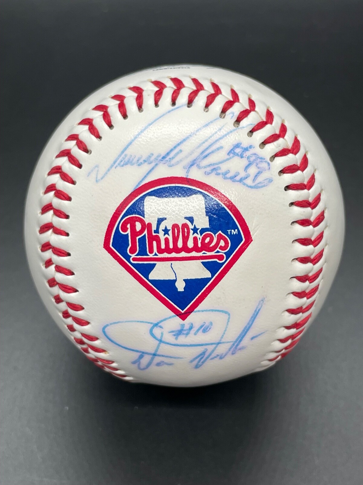 Signed Baseball Darren Daulton & Tommy Greene NH 1991 No Hitter Autographed PSA view 2