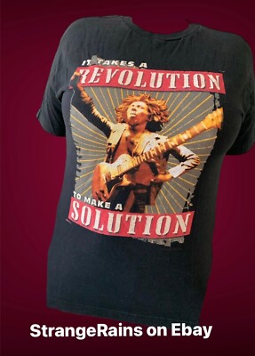 Vintage BOB MARLEY MEDIUM T Shirt  It Takes A Revolution To Make A Solution