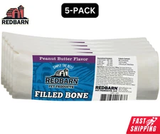 Redbarn Pet Products Filled Bone Dog Treat Chew Peanut Butter LARGE 5oz 5 PACK