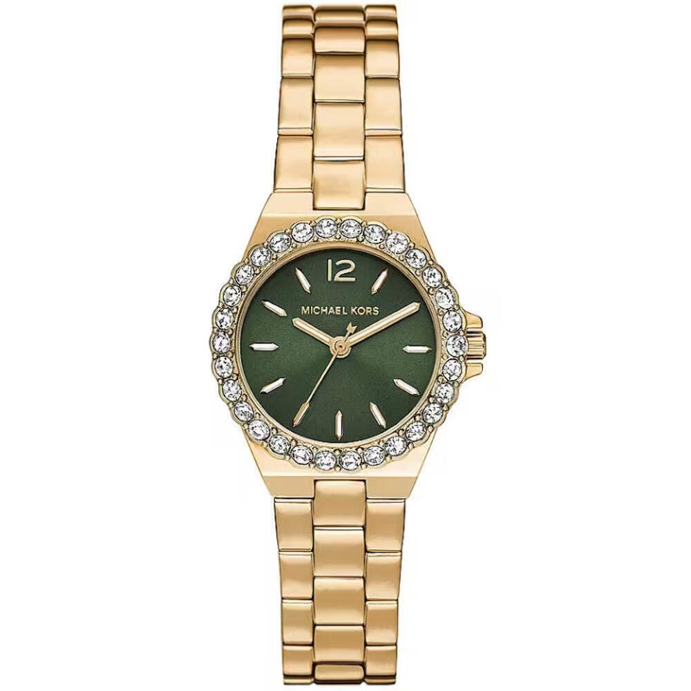 Michael Kors MK7395 Women's Lennox Gold-Tone Watch with Green Dial and Crystal-A