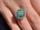 2Ct Round Cut Simulated Diamond Vintage Art Deco Ring 14K White Gold Plated