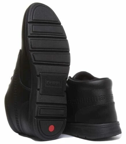 Kickers Kelland Hi Juventud Botas de Cuero con Cordones en Negro Talla UK 3-6 - Imagen 4 de 4
