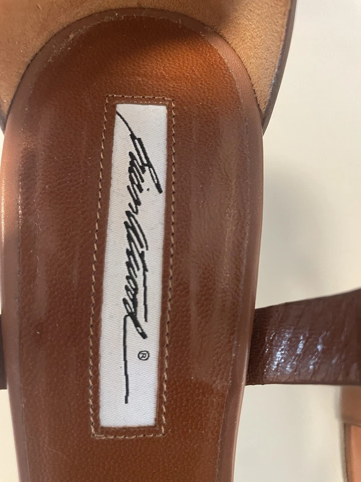 Brian Atwood Wedge Sandal US 7.5 EU 38 Heels Leather Ankle Colorful Snakeskin 4” - Image 4 of 4