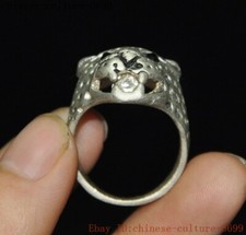 Old Chinese Tibetan silver Feng Shui exorcism  tiger head Jewelry rings