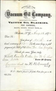 1872 Rochester New York (NY) Contract Vacuum Oil Company L. Lush