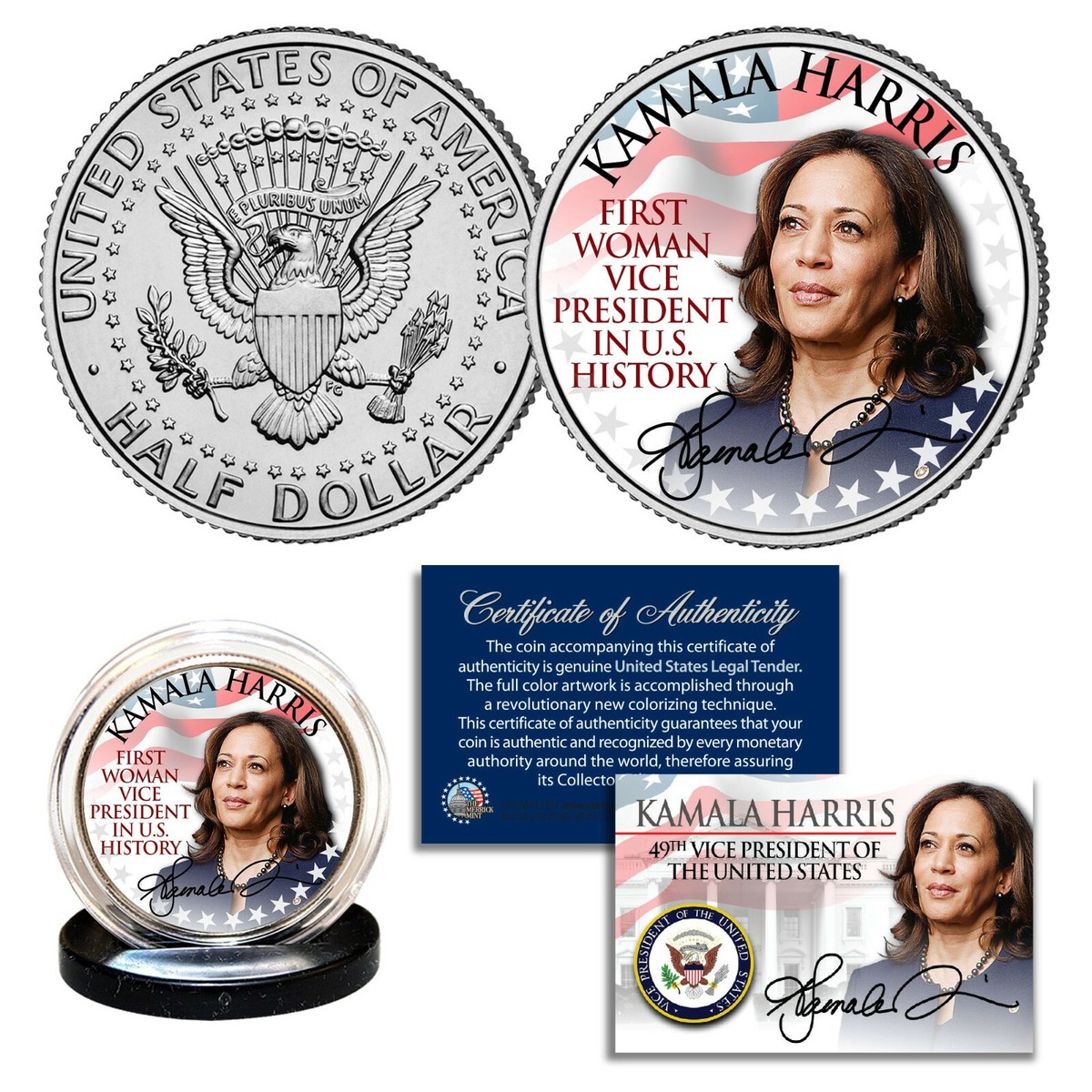 KAMALA HARRIS 1st Woman Vice President in History JFK Half Dollar Official  Coin | eBay