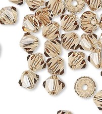 Bead, 144 Swarovski Lt Colorado Topaz 4mm Xilion Crystal Bicone Beads 5328 