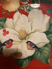 XMAS Reverse RED Decoupage THICK Lg.Glass Platter. Holidays /birds/snow/Flower — photo 6