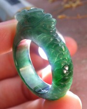 Certified Green Burma Natural A JADE Jadeite Dragon RING USA. 9.25    653360 TN