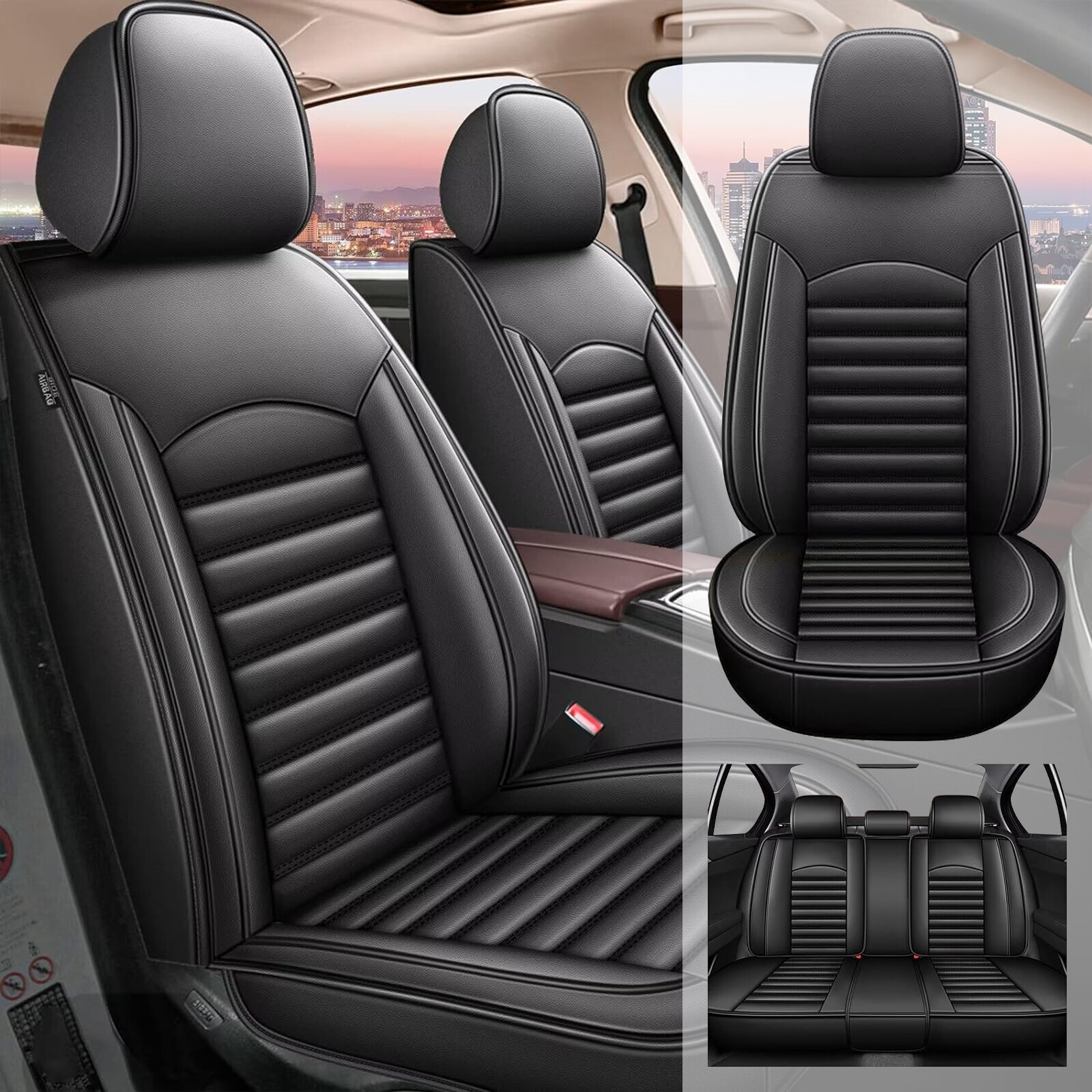 Car Seat Cover Protector PU Leather Front+Rear For Chevrolet BOLT EUV 2016-2020-image