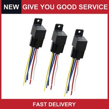 Universal 40A SPDT Car Relay 5 Pin 5 Wires with Harness Socket Plug Pack of 3
