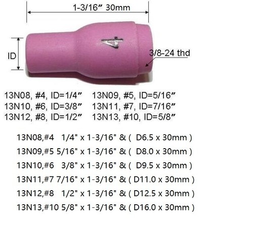 RIVERWELD TIG Alumina Nozzle Shield Cup Assort WP 9 20 24 25 Welding Torch 10pk - Picture 2 of 8