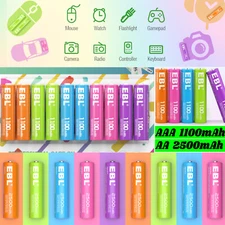 EBL 1.2V AA AAA Rechargeable Batteries Colorful 2500mAh 1100mAh NiMH Battery LOT