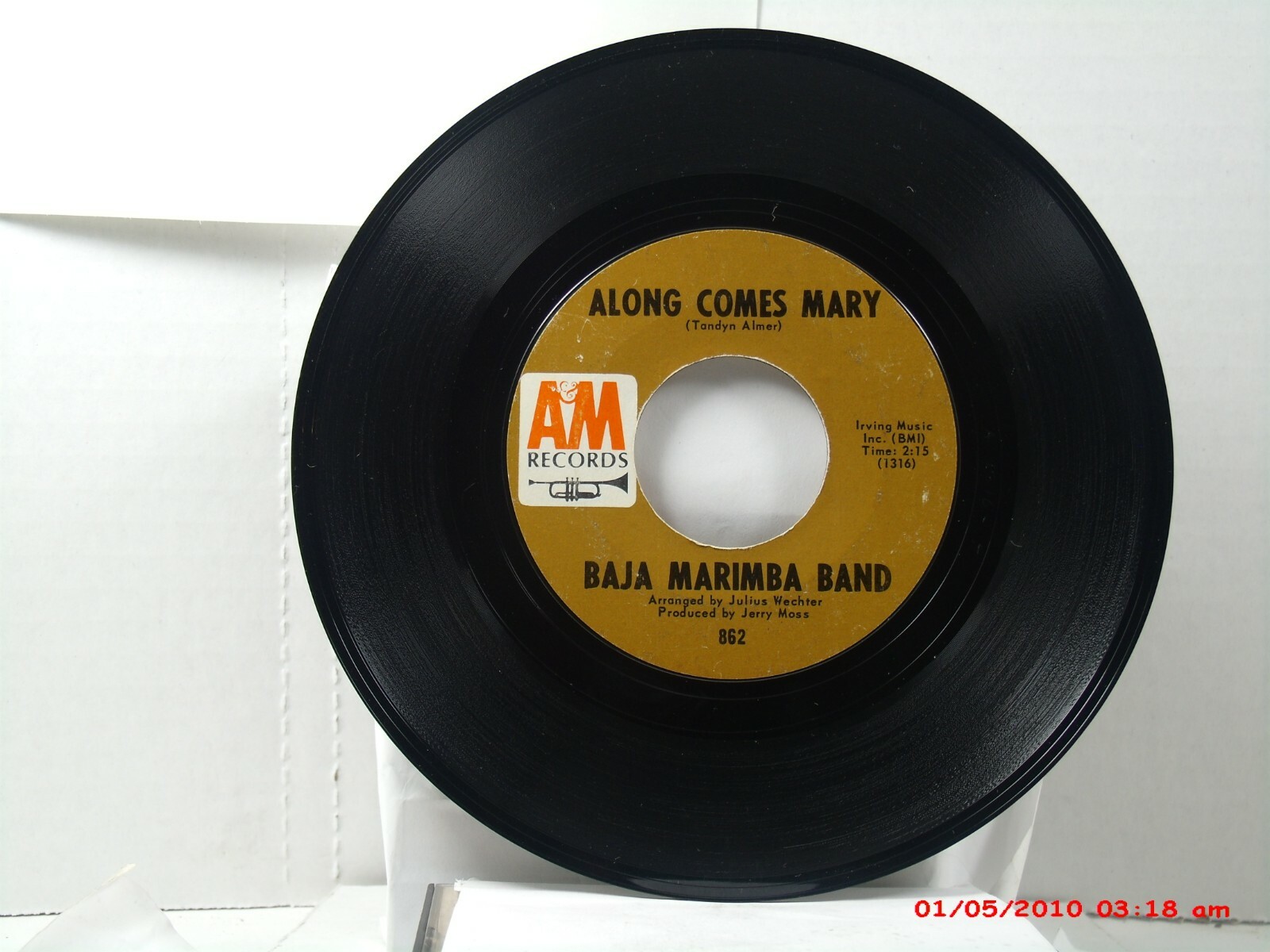 BAJA MARIMBA BAND (45) ALONG COMES MARY / WALL STREET RAG A&M