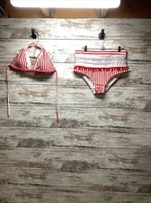 2 Piece Bikini - Tie Halter Top - High Waisted Bottom - Size XL