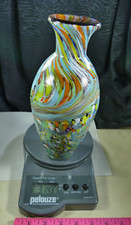MURANO Italy VINTAGE Swirl Millefiori Spatter ART GLASS Vase hand blown COLORFUL