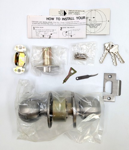 NOS! Trans-Atlantic Commercial Grade 2 Ball Knob Entry Lockset, Satin Stainless - Picture 4 of 13
