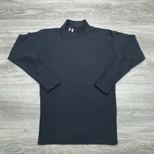 Under Armour Shirt Mens Large Black Compression Base Layer Mock Thermal Baseball