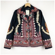 Paparazzi Black Embroidered Blazer Size Small