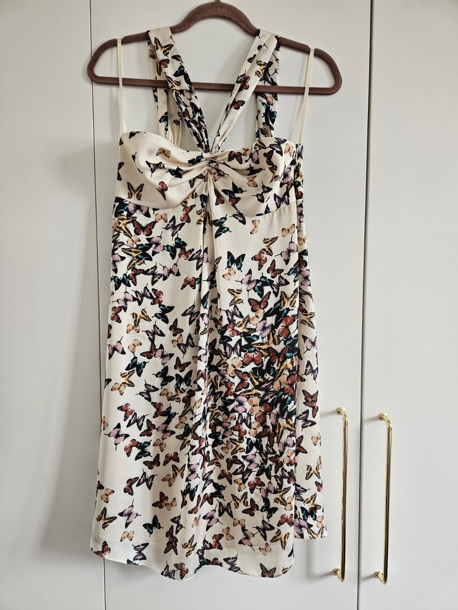 Ted Baker Dantout cream halter neck butterfly print dress size