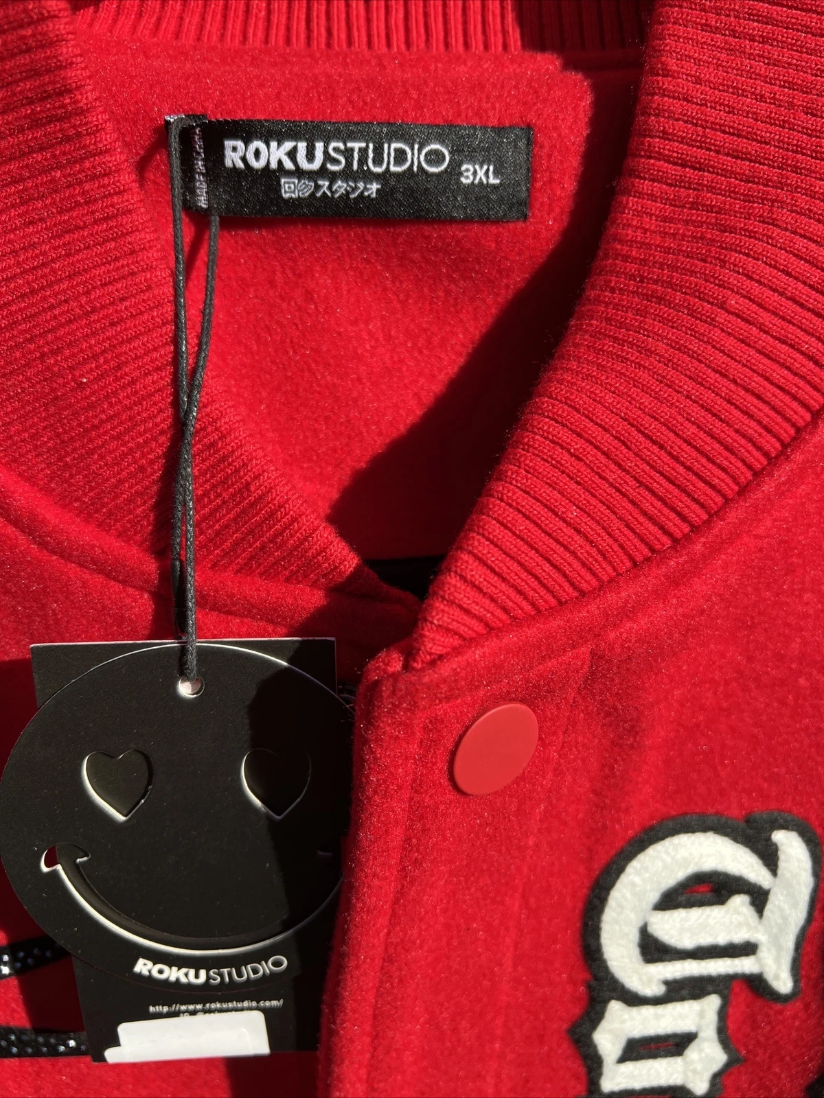 New Roku Studio Red "Ghost Town" Varsity Jacket Mens Size 3XL image 4
