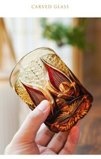 Crystal Whiskey Glass Tumbler Japanese Style Edo Kiriko Glass 9oz/250ml Red