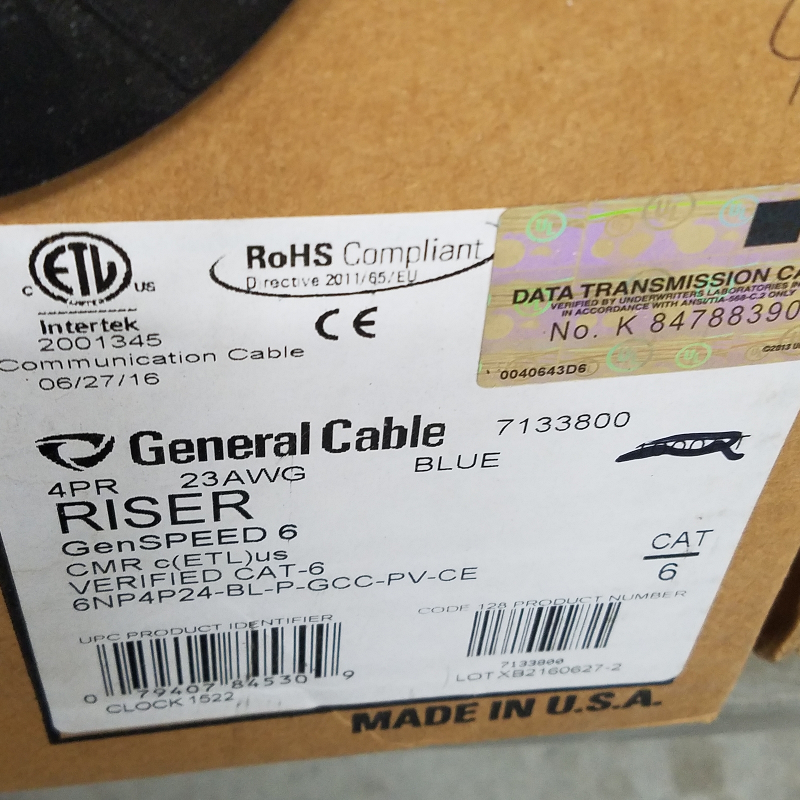 General Cable 6NP4P24BLPGCCPVCE Gen Speed 6 Cat 6 Riser NEW eBay