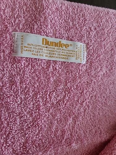 Vintage MCM Dundee Bath Towel Washcloth Set Pink Ivory Lace USA Made Mid Century - Picture 7 of 9