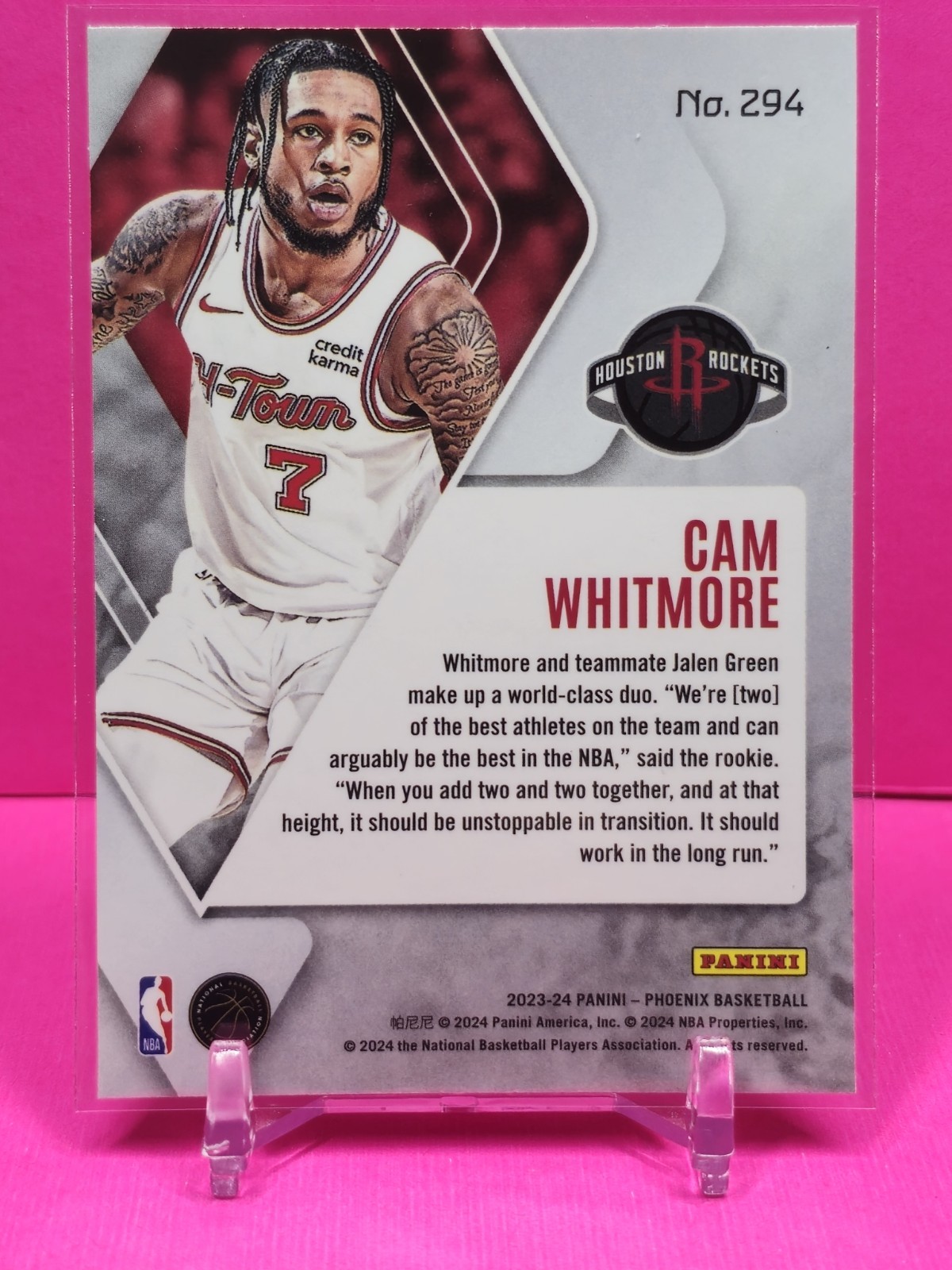 2023-24 Panini Phoenix Cam Whitmore Red Ice #/275 RC #294 Rockets