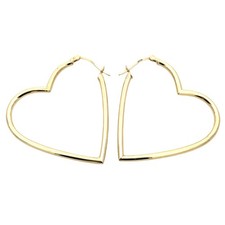 14K Yellow Gold Heart Hoop Earrings
