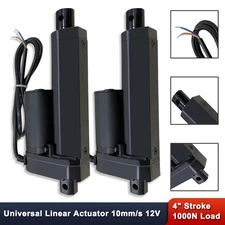 Pair 4" Stroke Linear Actuator 225lbs (1000N) Load Capacity 10mm/s 12V Black