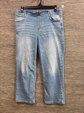 J Jill Denim High Rise Straight Leg Crop Jeans Women Size 14R Blue Stretch