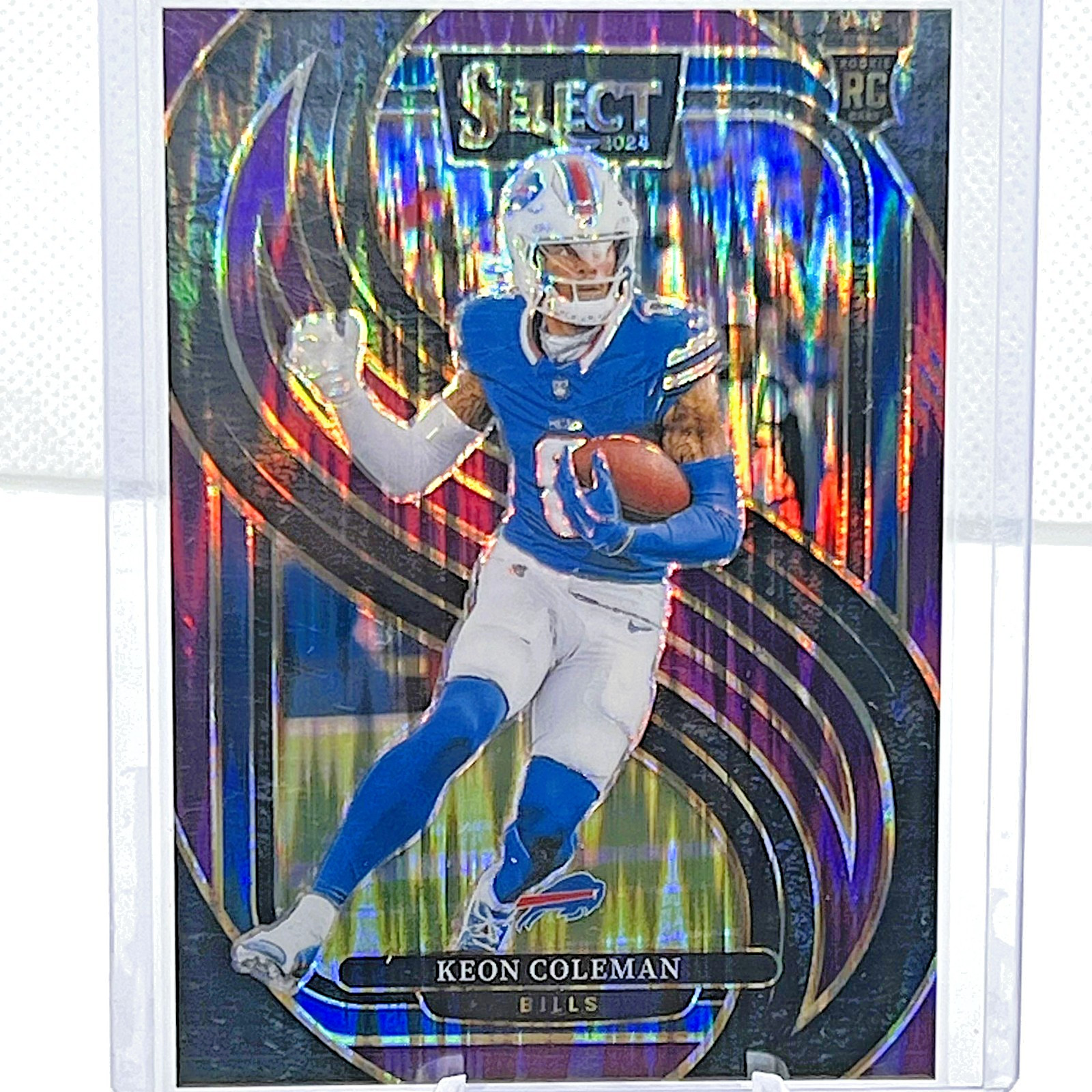 2024 Panini Select Premier Level Keon Coleman #153 Purple Shock Prizm RC /360