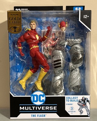 McFarlane DC Multiverse Flashpoint The Flash Gold Label w/ Cyborg BAF NIB