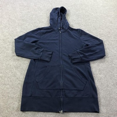 Uniqlo Hoodie Womens Medium Navy Light Sweatshirt Full Zip Longline Knit Jacket