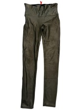 Spanx Leggings Womens Large Green Faux Leather High Rise Shaping Ankle Pants