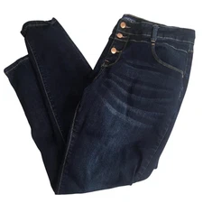 Sandpiper Jeans Womens 16 Blue Dark Wash Skinny Stretch Button Fly Denim Pants
