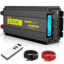 2500 Watt Modified Sine Wave Power Inverter, 12V DC to AC 110V/120V Peak 50...