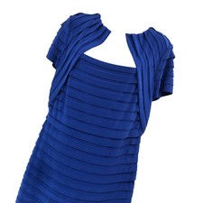 Adrianna Papell Womens Royal Blue Dress Tier Layer Pleat Cocktail Career Size 14