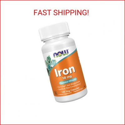 NOW Foods Supplements, Iron 18 mg, Non-Constipating*, Essential Mineral, 120 Veg