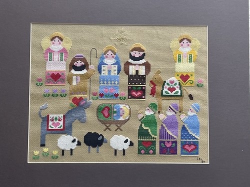 Finished Christmas Cross Stitch 16” x 20” FOLK ART NATIVITY By Astor Place - Picture 10 of 11