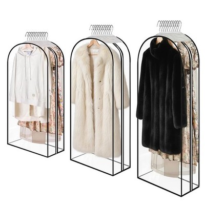 Bolsas transparentes para colgar ropa, bolsas de almacenamiento con cremallera.