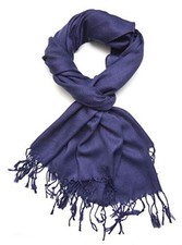 Plain Soft Pashmina Shawl Wrap Scarf Solid Colors. Indigo