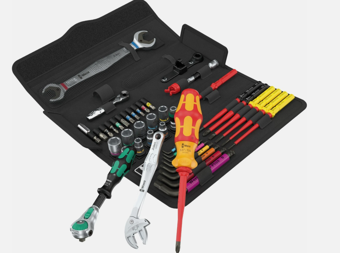 Wera 45 Piece W11 VDE Screwdriver Ratchet,Hex Key,Zyklop Maintenance Kit, 340006