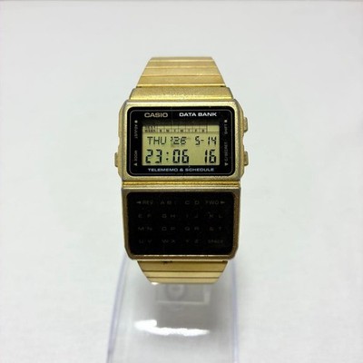 CASIO DATA BANK DBC-610 Vintage Gold Calculator Watch Original Band