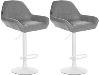 2Er Set Barhocker Braga Stoff Weiß Grau